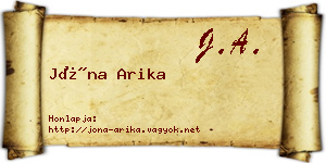Jóna Arika névjegykártya